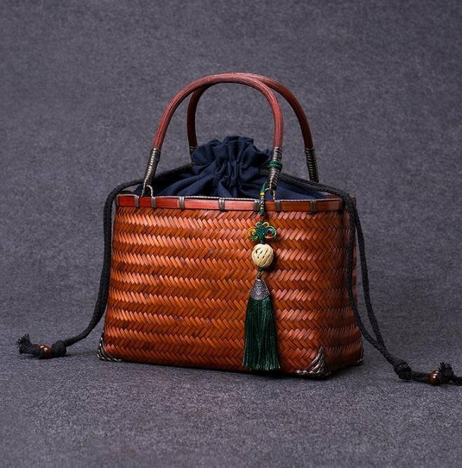 新入荷★手作りの竹編みバッグ、ハンドバッグ織バッグ、竹バスケットバッグ