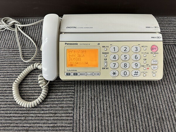 I234-X1-412 Panasonic パナソニック パーソナルファックス 電話機 親機 KX-PW320-W 現状品①