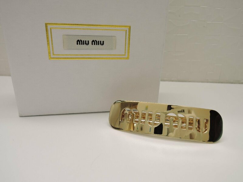 MIU MIU ミュウミュウ バレッタ ロゴ ヘアアクセサリー BOX付 Aランク アクセサリー 小物 BRB・バッグ・財布