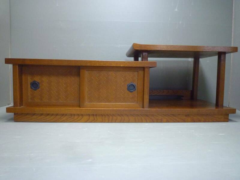 《金正堂》欅段違いの置き床　飾り台　茶棚　床の間家具　