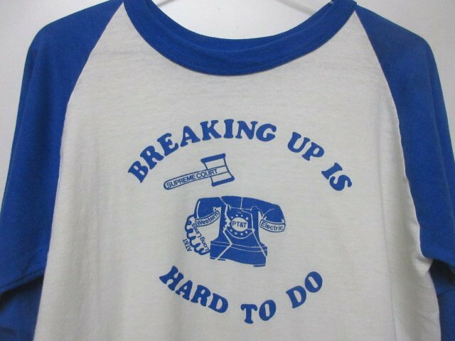 80s USA製ＴシャツM 青７分　電話　AT$T　vintage ビンテージ アメリカ古着　sy3480