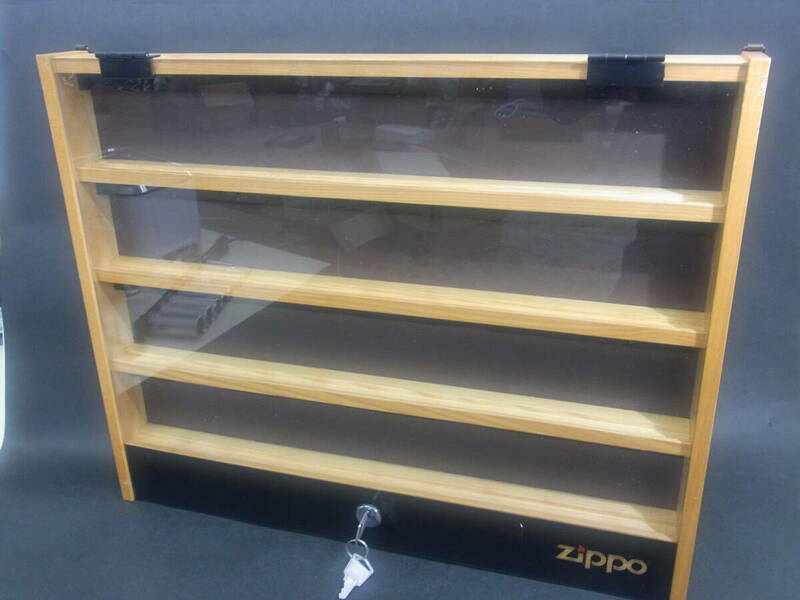 (AK21) Zippo 木製 ショーケース 鍵有り 壁掛け インテリア アンティーク ショーケース ジッポ 収納 ディスプレイ 額縁