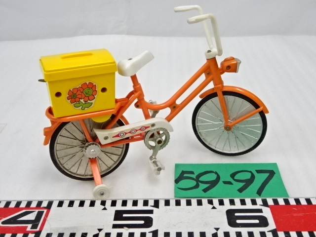 59-97/昭和レトロ玩具 補助輪付き子供用自転車 ミニカー ホビー ビンテージ 当時物 希少レア? コレクター マニア