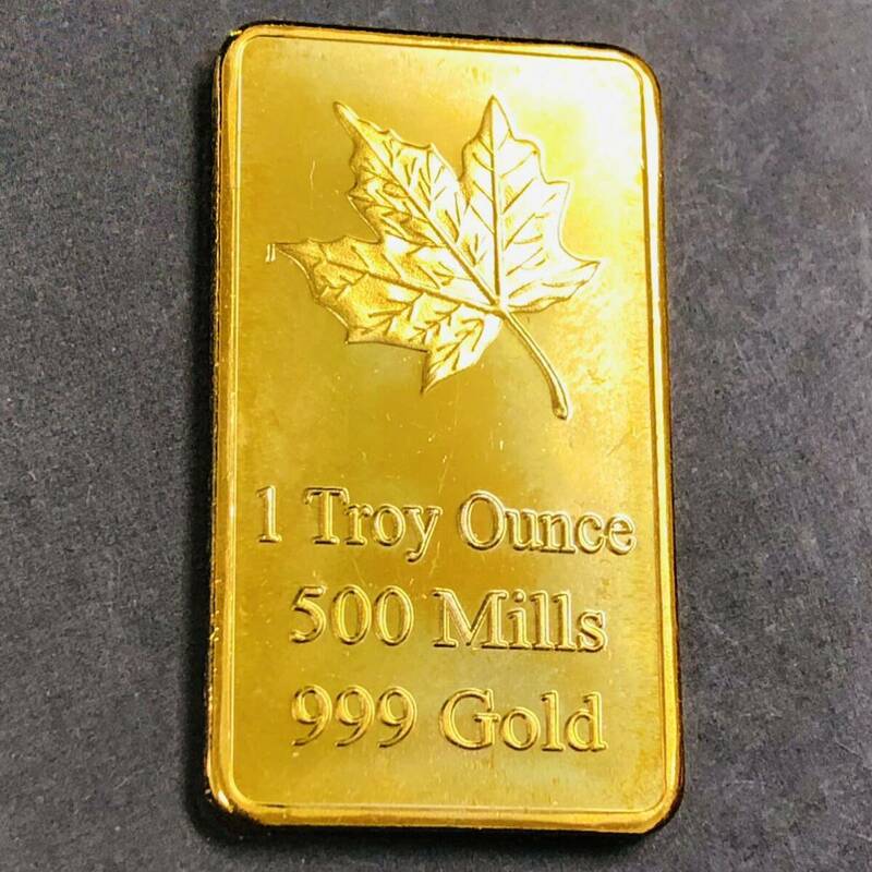 外国古銭　カナダ　メープルリーフ　1オンス　ゴールドバー 大型金貨 カプセル付き 重さ約31.73g