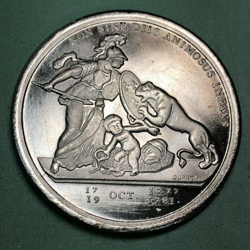 銀貨　1781年　リベルタスアメリカーナ　フランス王国　アメリカ独立記念 重さ約24.17g 古錢　一円銀貨　硬貨　貿易銀　大型銀貨 