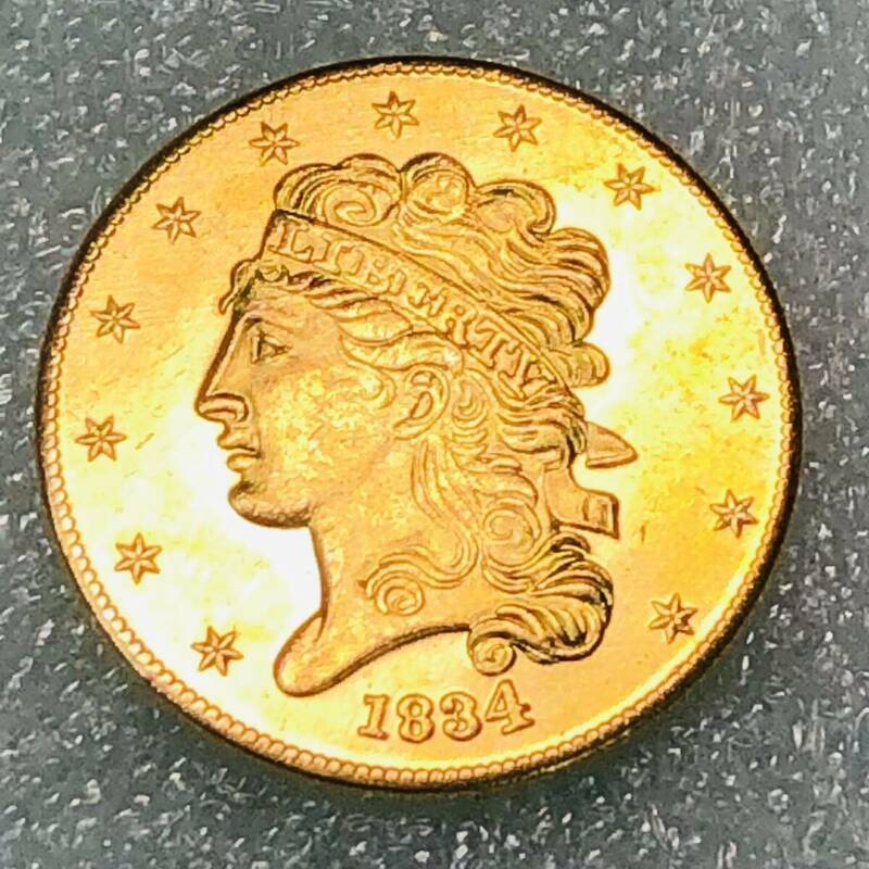 金貨　1834年　5ドル　クラシックヘッド イーグル リバティ アメリカ　重さ約4.36g 古銭 自由の女神 コイン 
