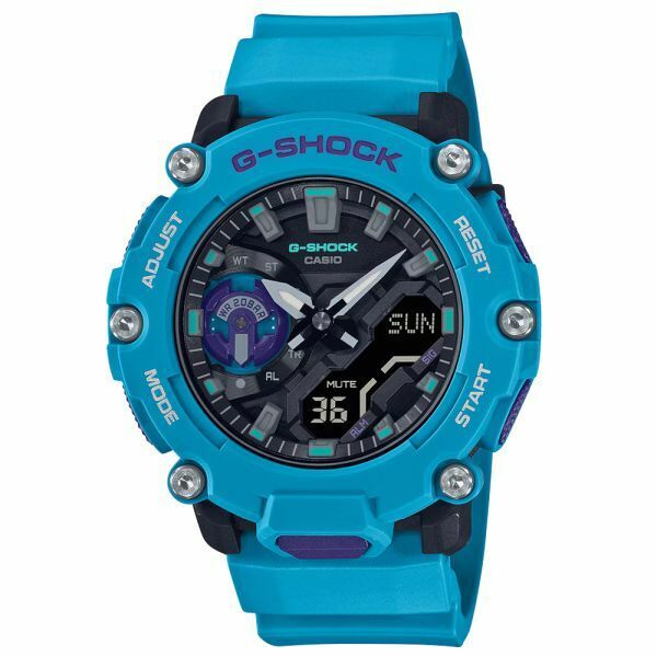 未使用 CASIO カシオ G-SHOCK Gショック GA-2200-2A(GA-2200-2AJF同等) ブルー 水色 黒 アナデジ デジアナ 腕時計 カーボンコアガード