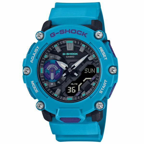 未使用 CASIO カシオ G-SHOCK Gショック GA-2200-2A(GA-2200-2AJF同等) ブルー アナデジ 腕時計 カーボンコアガード