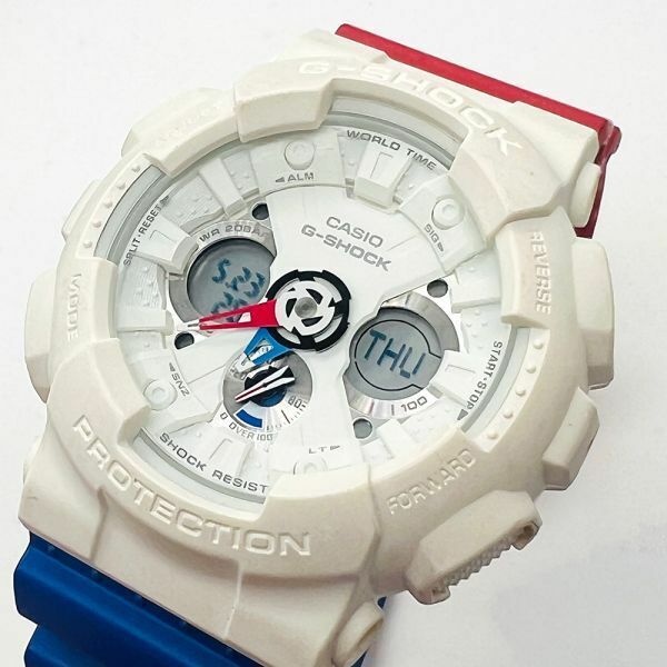 CASIO カシオ G-SHOCK Gショック GA-120TRM 白 赤 青 トリコロール マルチカラー アナデジ メンズ 腕時計 中古 良品 稼働品