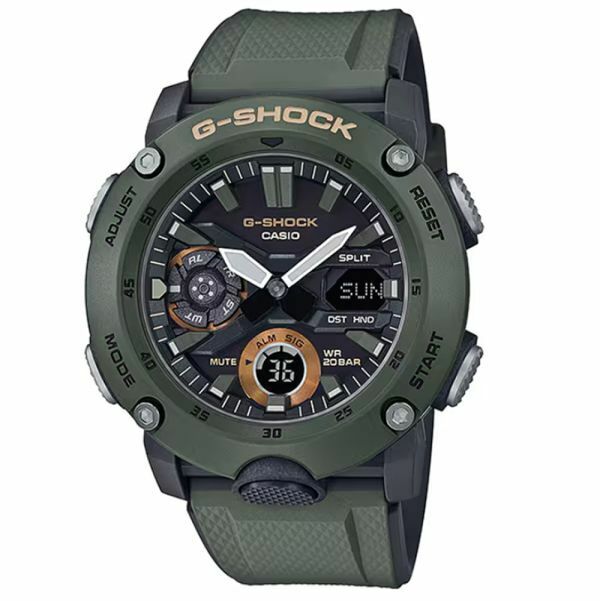 未使用 CASIO カシオ G-SHOCK Gショック GA-2000-3A(GA-2000-3AJF同等) カーキ ミリタリー アナデジ デジアナ 腕時計 カーボンコアガード