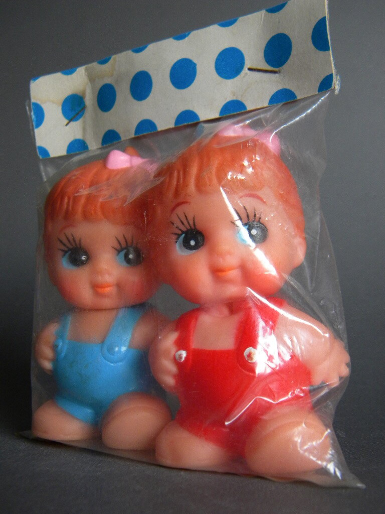 当時物 ★★昭和のこども 女の子＆男の子 sofvi おまけ景品 !! ソフビ 駄菓子屋おみやげ ベビー チャーミーちゃん★★未使用デッドストック