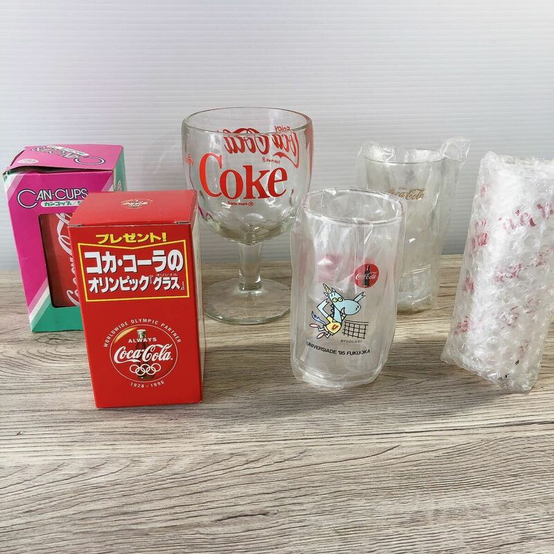 コカコーラ Coca-Cola コップ グラス ガラスコップ カンコップ オリンピックグラス ワイングラス 非売品 ノベルティ レトロ雑貨 