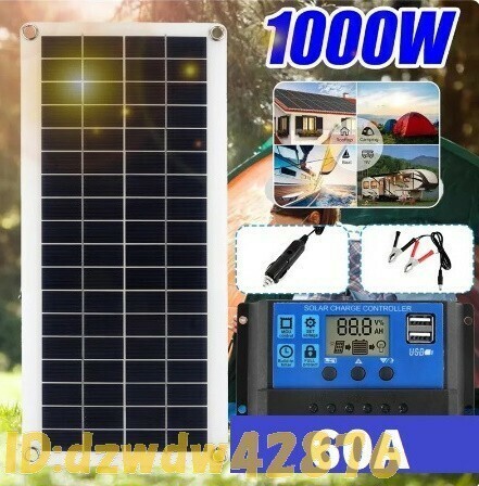 jc3136: 60A 12V 太陽光 1000Ｗ 発電 ソーラーパネル コントローラー充電器 充電器付 60a 屋外用 電話 rv 車 mp3用 バッテリー 人気