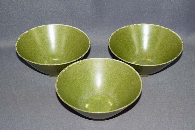 大清乾隆年製　茶碗　3個まとめて　飯碗　茶道具　緑　陶磁器　唐物　中国陶器　中国古玩