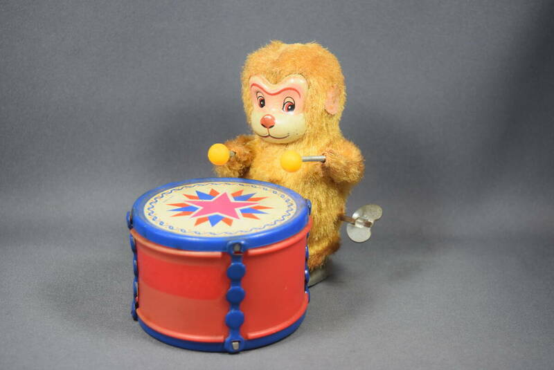 モンキー・ザ・ドラマー　猿　サル　太鼓　ゼンマイ式　ブリキ玩具　おもちゃ　日本製　昭和レトロ　当時物
