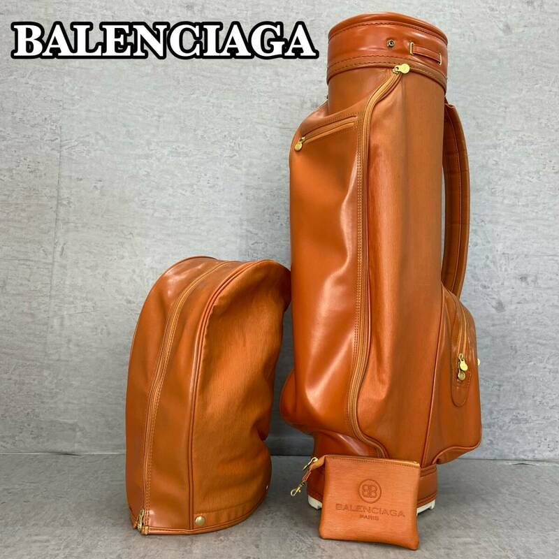 BALENCIAGA　バレンシアガ　キャディバッグ　PUレザー　カート式　8.5型　3分割　2.6kg　ビンテージ　ブランド　ゴルフ用品