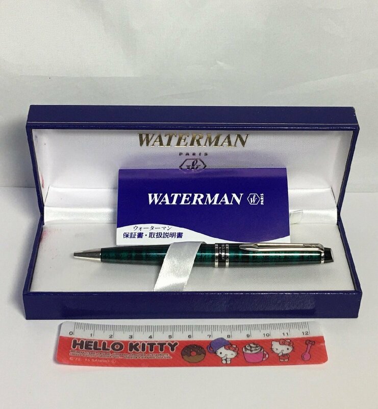 ウォーターマン WATERMAN 油性 ボールペン メタリックブルー 箱付き美品 D2210