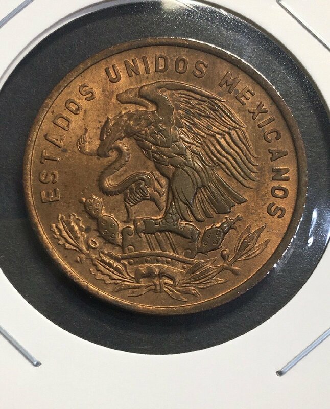 メキシコ銅貨 20センタボ 1970年 Bronze 量目10g 未使用極美 収集ワールド