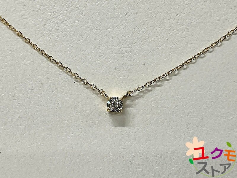 【送料無料】 K18 750YG D0.12 ダイヤ プチネックレス ４月誕生石 イエローゴールド ダイヤモンド