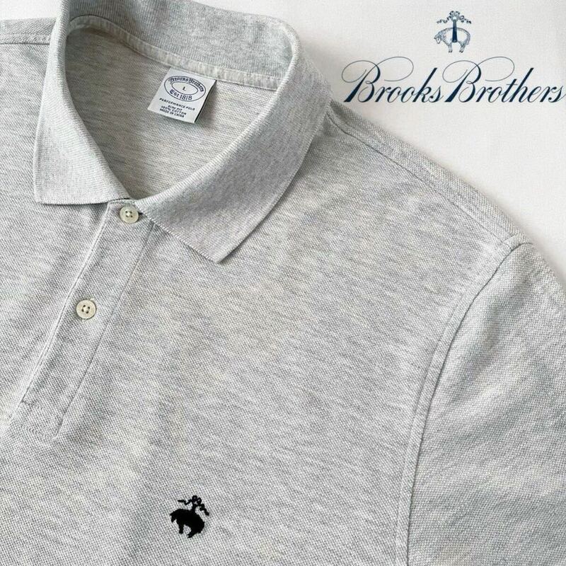 ブルックスブラザーズ BROOKS BROTHERS 半袖 ポロシャツ L (日本XL) 杢 グレー ブラック ネイビー 鹿の子 シャツ 