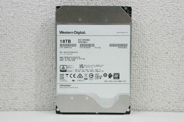 WD 大容量HDD 18TB WD Ultrastar DC HC550 3.5インチ ハードディスク ドライブ SATA 6Gbps 使用時間10000時間以下 A579