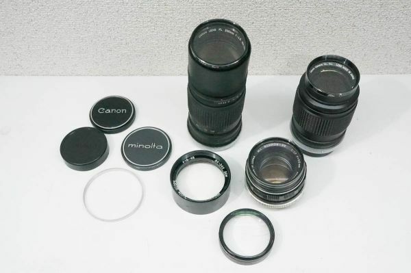 Canon キャノン レンズ　FL 200mm 1:4.5 ＆ 135ｍｍ 1：3.5 ＆ ミノルタ 55mm 1:1.7 レンズセット A641