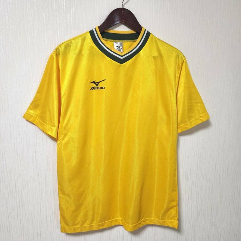 美品 MIZUNO ミズノ プラクティスシャツ イエロー×グリーン ブラジルカラー メンズLサイズ スポーツウェア サッカー フットサル