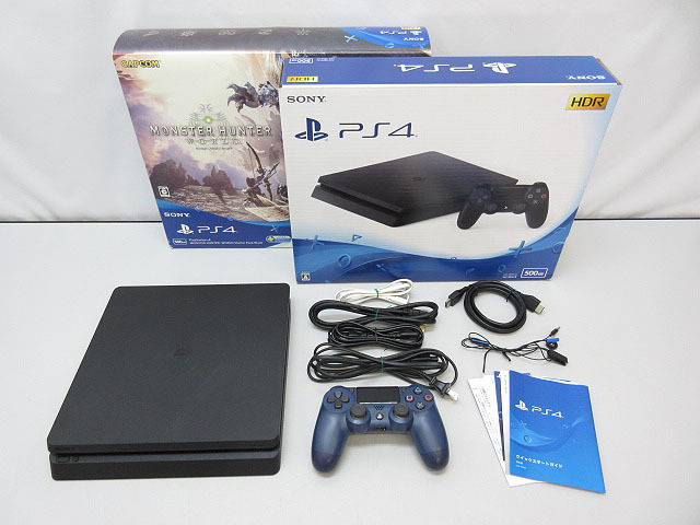 ★sz1860　プレイステーション4　本体　500GB　CUH-2100A　ジェットブラック　黒　モンスターハンター　PS4　初期化済み　動作確認済み★