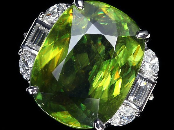 VZL11611S【売り切り】新品【RK宝石】《Sphene》超希少 極上スフェーン 超特大11.33ct 極上ダイヤモンド 0.63ct Pt900 超高級リング ダイヤ