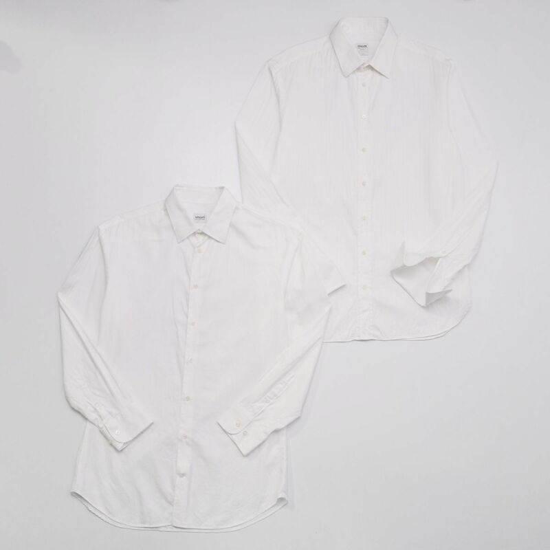 W1543 アルマーニコレッツィオーニ*2点セット*レギュラーカラーシャツ+ダブルカフスシャツ*ホワイト系*コットン*長袖シャツ*メンズ