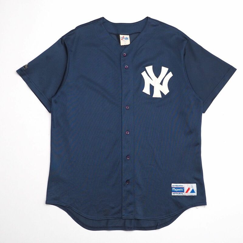 TH5200▽90s ヴィンテージ MLB ニューヨークヤンキース USA製 マジェスティック製 メンズXL レプリカユニフォーム ベースボールシャツ