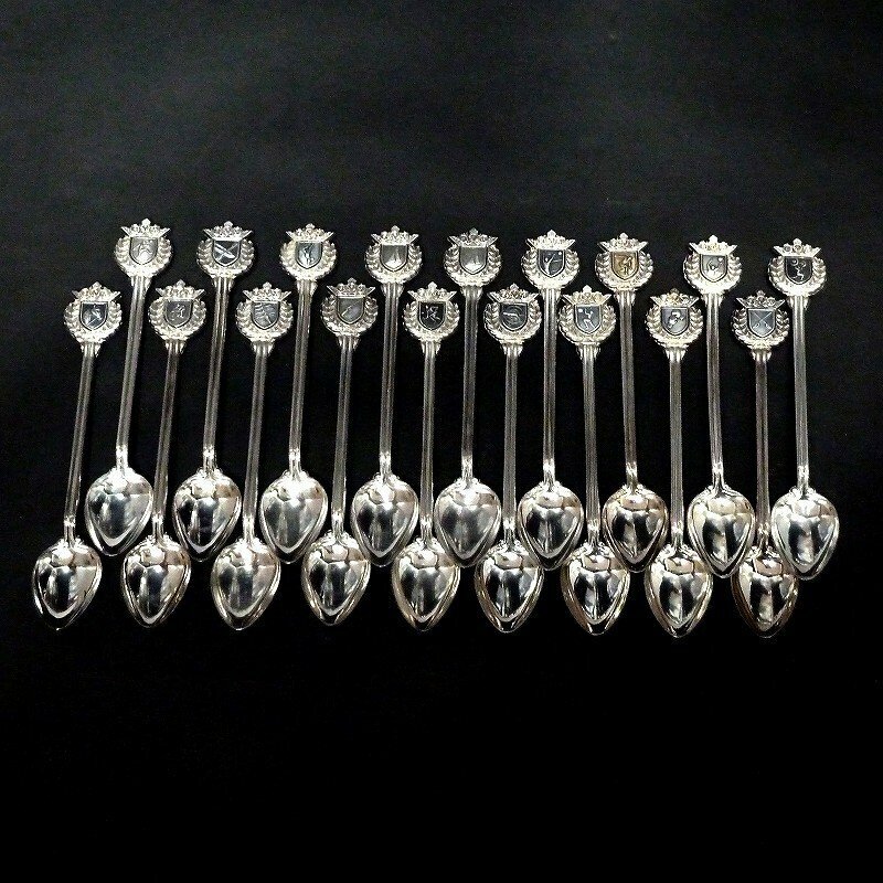 J29【東京オリンピック記念スプーン】1964年　スプーン　銀メッキ製　17種類　18本セット　中古品