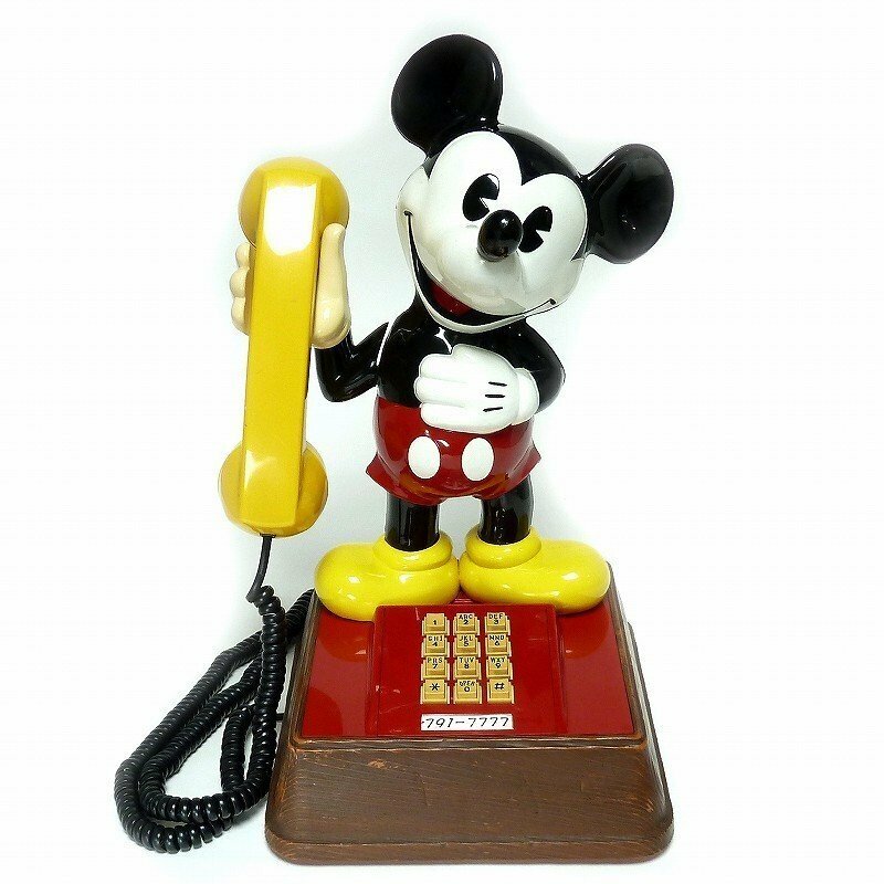M28-【プライスダウン！】【ヴィンテージ】【DISNEY】「ＡＴＣ」 ミッキーマウス　プッシュ式　電話機 昭和レトロ
