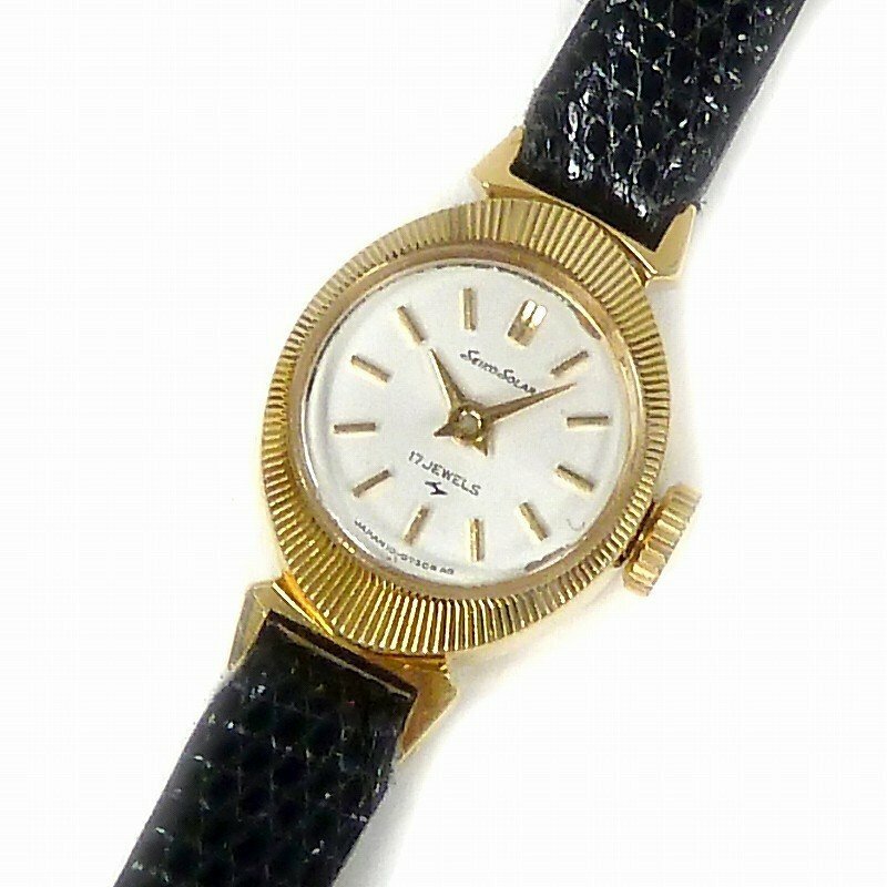 W63-【ヴィンテージ】 【SEIKO】 SOLAR　17Jewels手巻　革ベルト　腕時計