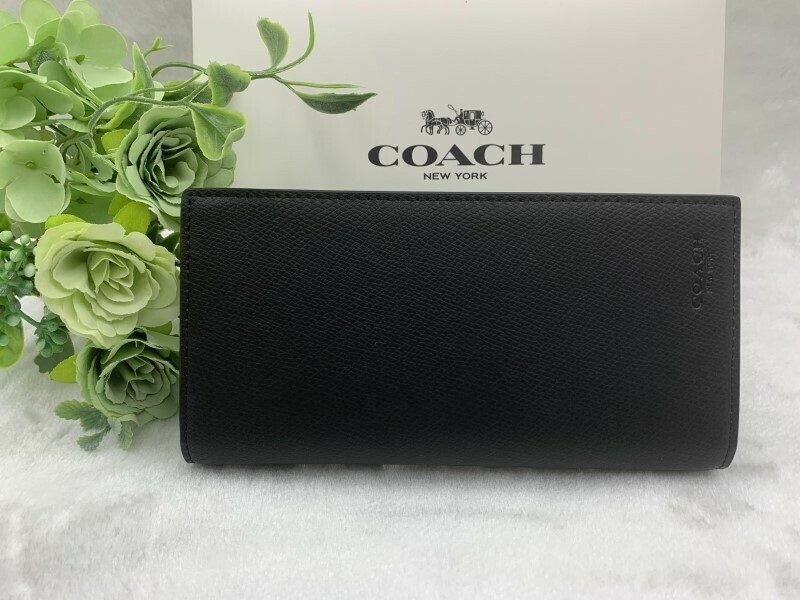 コーチ COACH 長財布 財布 メンズ ブラック黒 シンプル 二つ折り長財布 プレゼント 贈り物 新品 未使用 ファッション F74978 C136