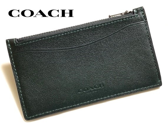 特価！ 人気 COACH コーチ メンズ レザー ジップ 小銭入れ付き カードケース C3787 オリーブグリーン/アマゾングリーン 新品本物