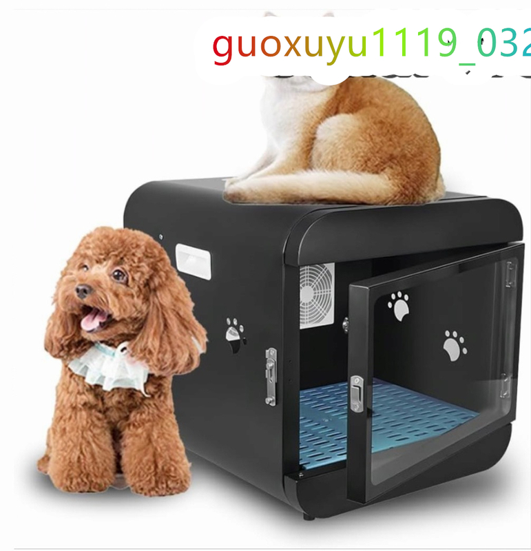 ドライハウス 猫 小型犬用 ドライルーム 自動 乾燥機 ペット乾燥箱 お風呂後 速乾 ボックス 65L 毛が飛び散らない ドライヤールーム (黑)