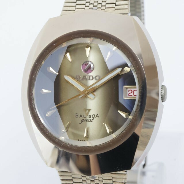 2405-672 ラドー オートマチック 腕時計 RADO バルボア V グレート 超硬ケース カットガラス 金色 金属ブレス