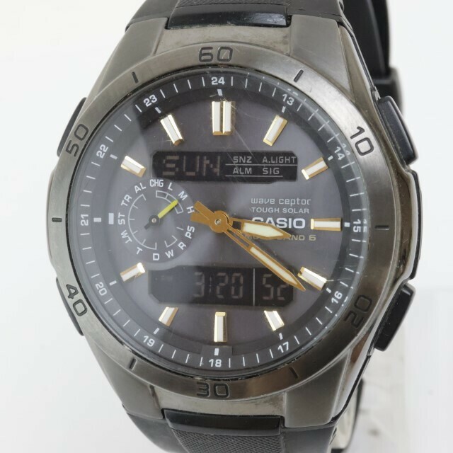 2405-671 カシオ 電波ソーラー 腕時計 CASIO WVA-650 ウェーブセプター タフソーラー アナデジ 純正ベルト