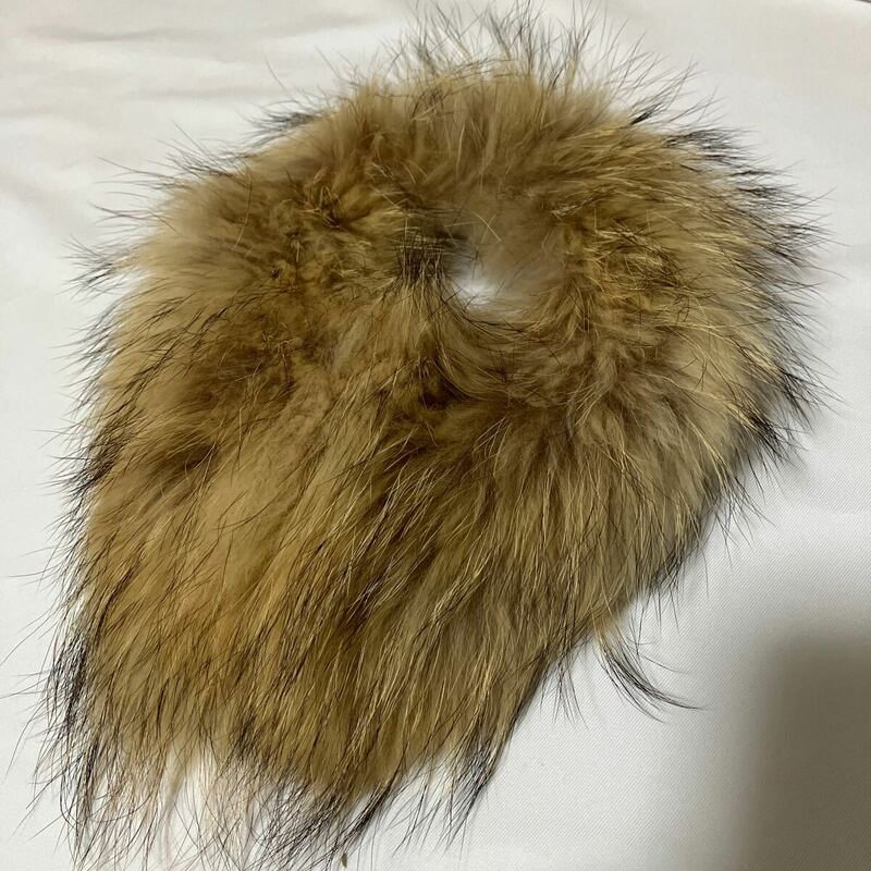 【中古】リアルファー 毛皮 マフラー フォックス?ファー 襟　茶色FOX