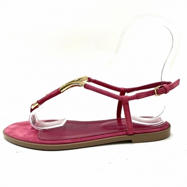 セルジオロッシ sergio rossi サンダル 37 - スエード×金属素材 ピンク×ゴールド レディース 美品 靴