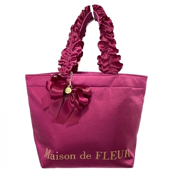 メゾンドフルール Maison de FLEUR トートバッグ - 化学繊維 ピンク×ゴールド フリル バッグ
