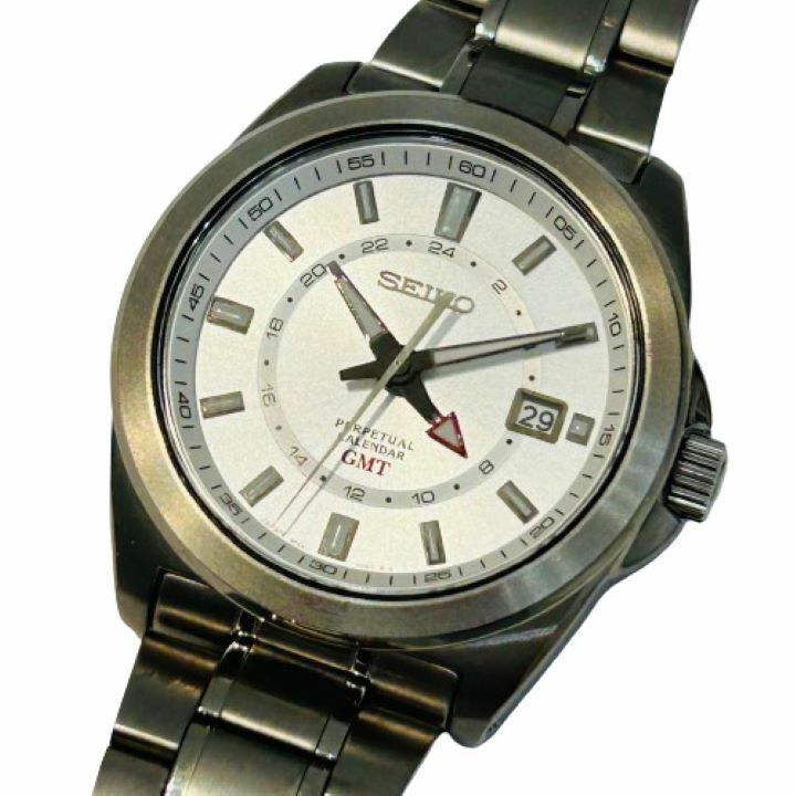 【SEIKO/セイコー】クオーツ パーペチュアルカレンダー GMT 8F56-00M0 腕時計★45739
