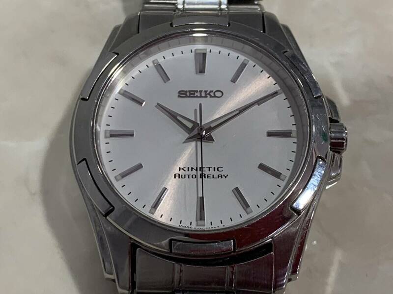 1円～ SEIKO セイコー KINETIC キネティック 5J21-0A20 オートクォーツ メンズ 3針 腕時計 止まったり動いたりします ジャンク扱