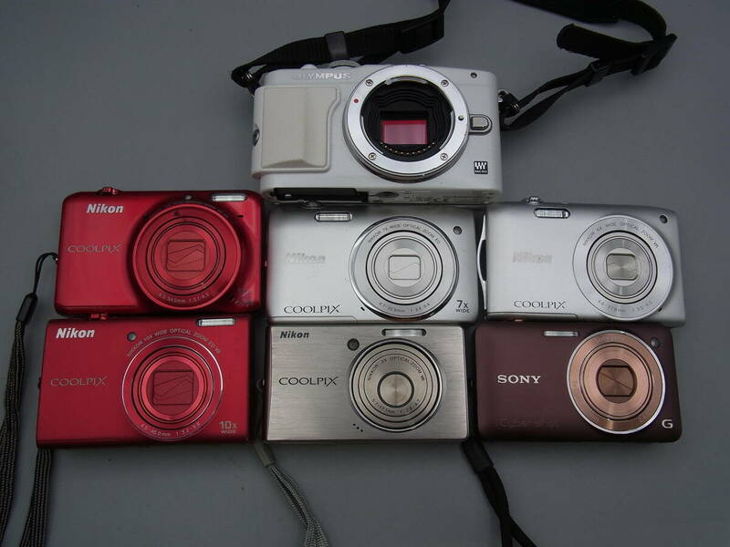 2/デジタルカメラ 7台セット まとめ ニコン オリンパス ソニー DSC-WX5E-PL6 クールピクス S6500 S6200 S3300 S3400 S500