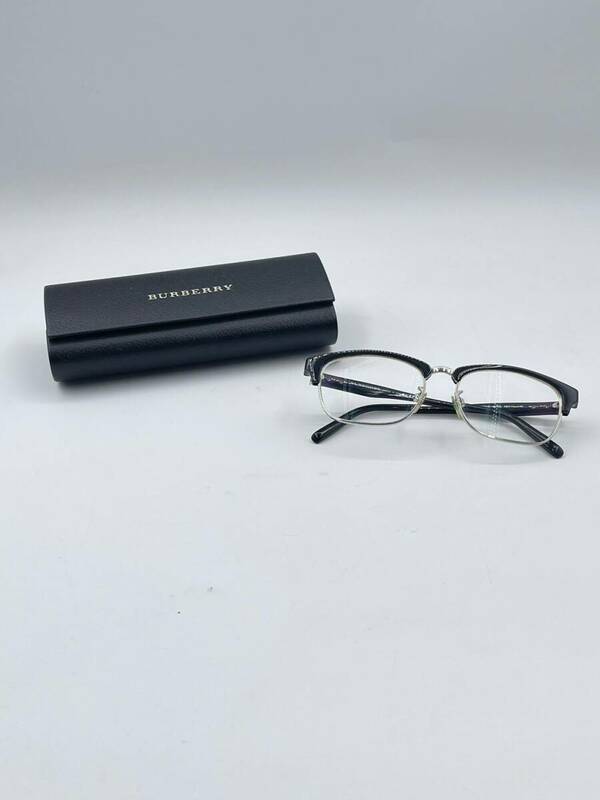 BURBERRY バーバリー 2238D-3001 眼鏡 度入り レンズ付き 近視用 ケース付き ブラック シルバー メンズ イタリア製 現状品