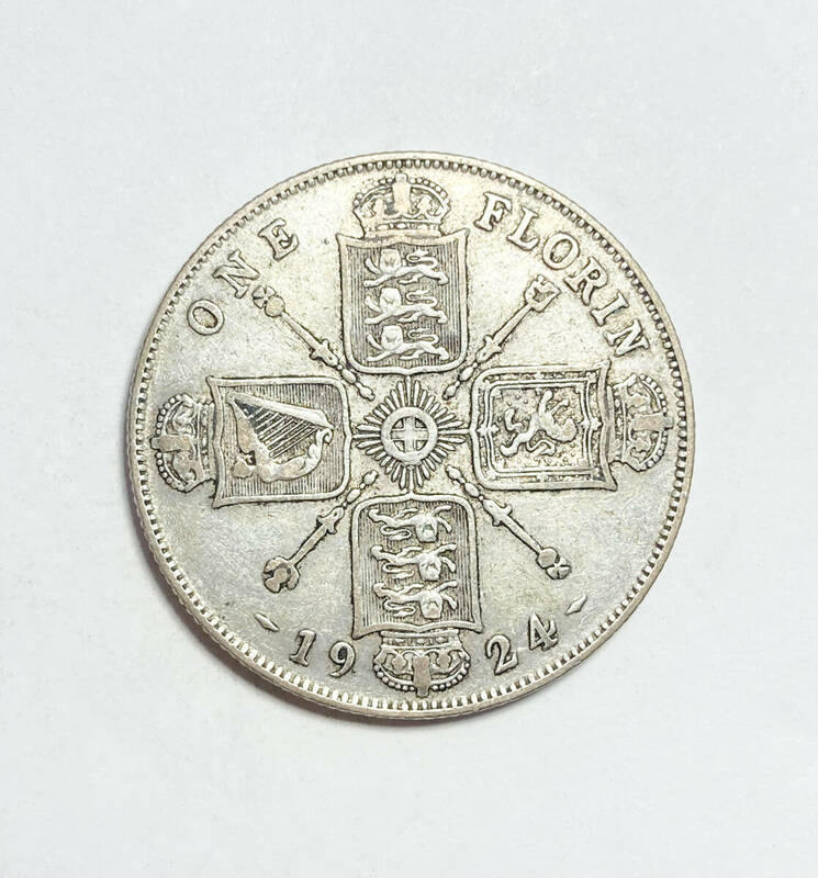 １円スタート! ・1924 イギリス 1フロリン銀貨 ジョージ５世・アンティーク コイン