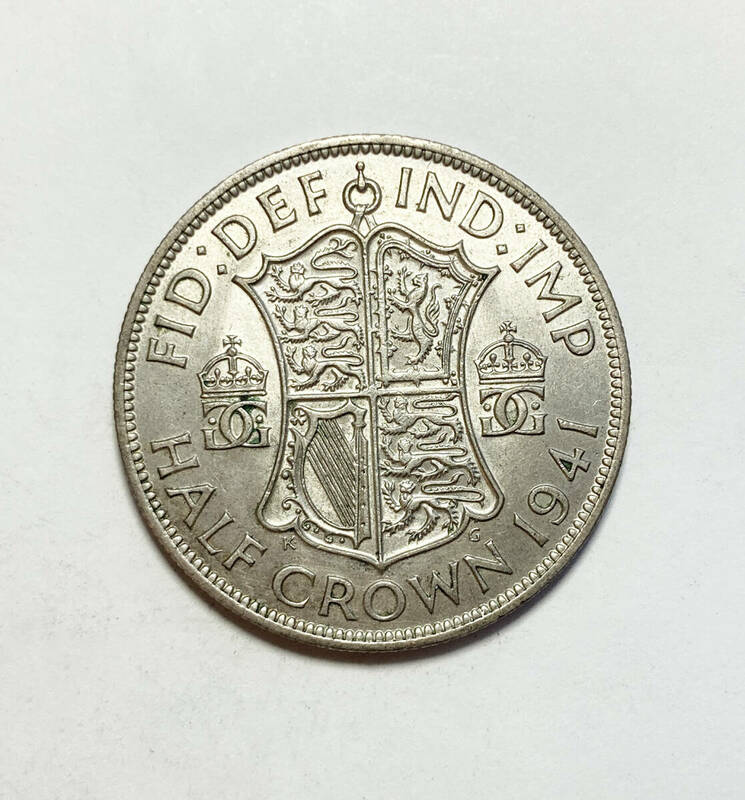 １円スタート! ・イギリス 1941年 1/2クラウン 銀貨 ジョージ6世・アンティーク コイン