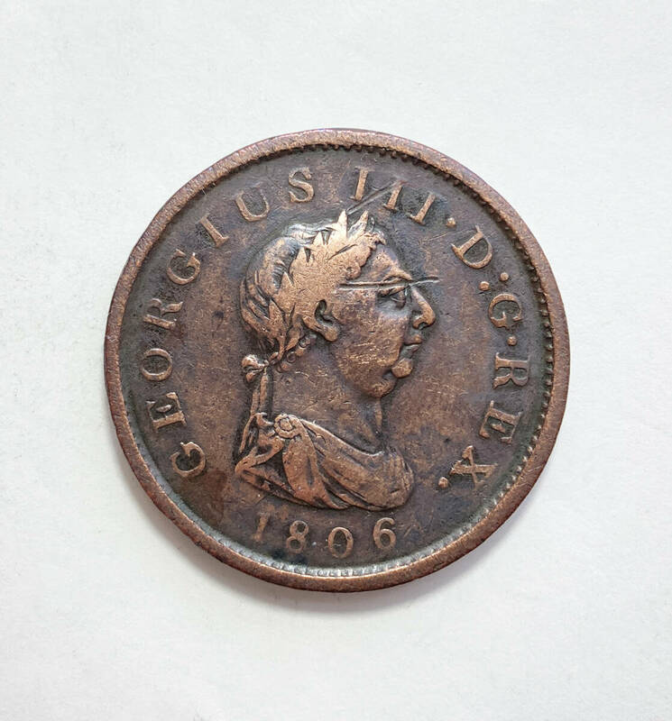 １円スタート! ・1806イギリス 1ペニー青銅貨 ジョージ3世・アンティーク コイン
