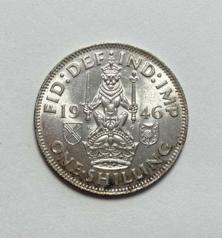 １円スタート! ・1946 イギリス 1シリング銀貨 (スコットランド) ジョージ6世・アンティーク コイン